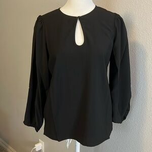 JCrew Puff Sleeve Satin Back Crepe Blouse Black Size XS Petite NWT